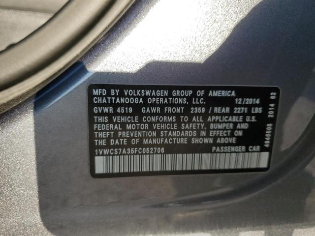 2015 VOLKSWAGEN PASSAT SEL - 1VWCS7A35FC052706