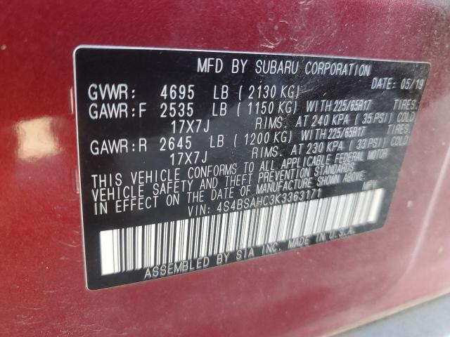 2019 SUBARU OUTBACK 2. - 4S4BSAHC3K3363171