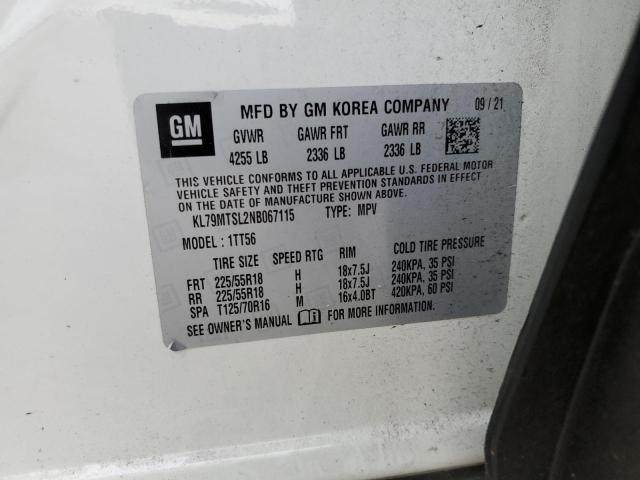 2022 CHEVROLET TRAILBLAZE - KL79MTSL2NB067115