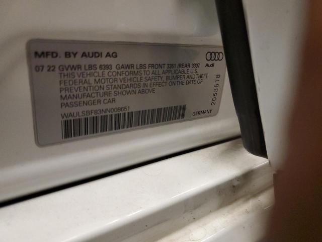 2022 AUDI S8 WAULSBF83NN008651
