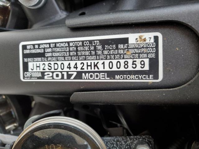 2017 HONDA CRF1000 JH2SD0442HK100859