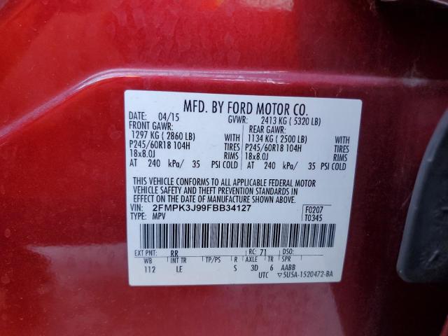 VIN 2FMPK3J99FBB34127 2015 Ford Edge, Sel no.14