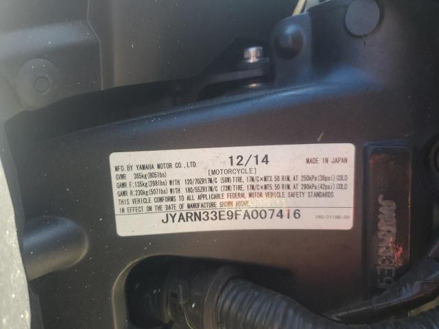 2015 YAMAHA FZ09 JYARN33E9FA007416