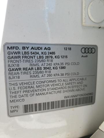 VIN WA1ANAFY0K2040962 2019 Audi Q5, Premium no.14