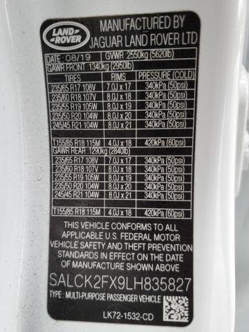 2020 LAND ROVER DISCOVERY - SALCK2FX9LH835827