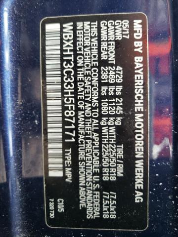 2017 BMW X1 XDRIVE2 - WBXHT3C33H5F87171