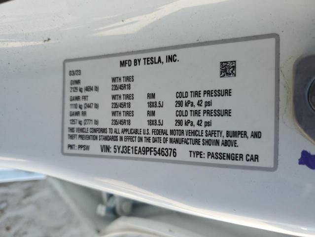 2023 TESLA MODEL 3 - 5YJ3E1EA9PF546376