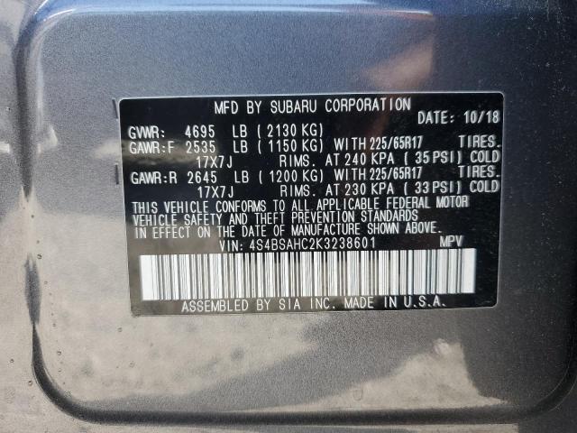 VIN 4S4BSAHC2K3238601 2019 Subaru Outback, 2.5I Pre... no.13