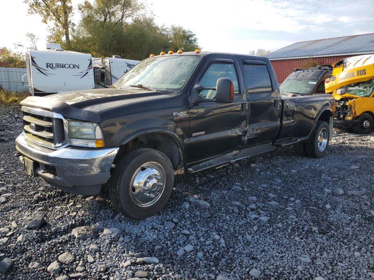 FORD F450 SUPER 2003 black crew cha diesel 1FDXW46P13EC18704 photo #1