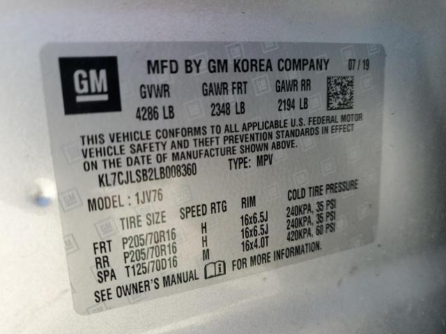 2020 CHEVROLET TRAX 1LT - KL7CJLSB2LB008360