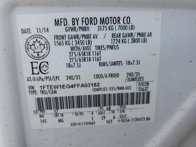 VIN 1FTEW1EG4FFA03182 2015 Ford F-150, Supercrew no.12