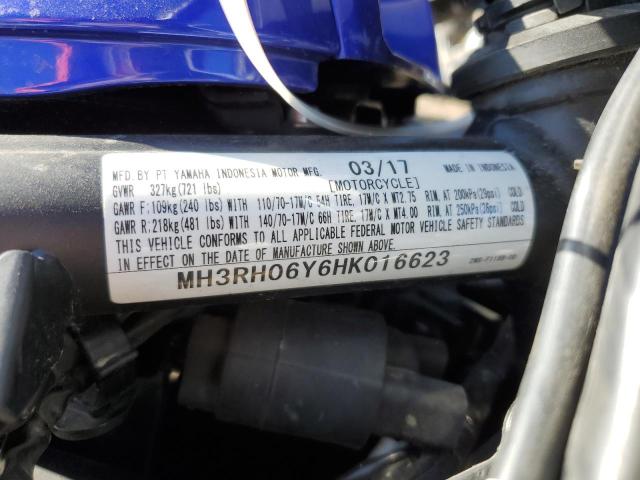 2017 YAMAHA YZFR3 MH3RH06Y6HK016623