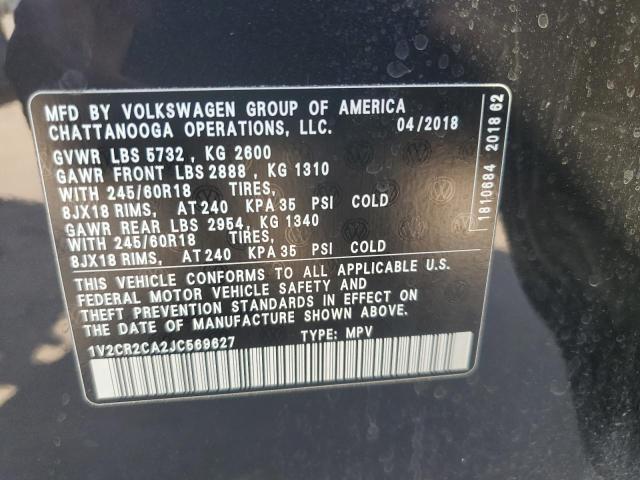 VIN 1V2CR2CA2JC569627 2018 Volkswagen Atlas, SE no.13