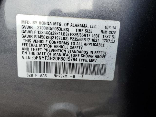 VIN 5FNYF3H20FB015794 2015 Honda Pilot, LX no.14