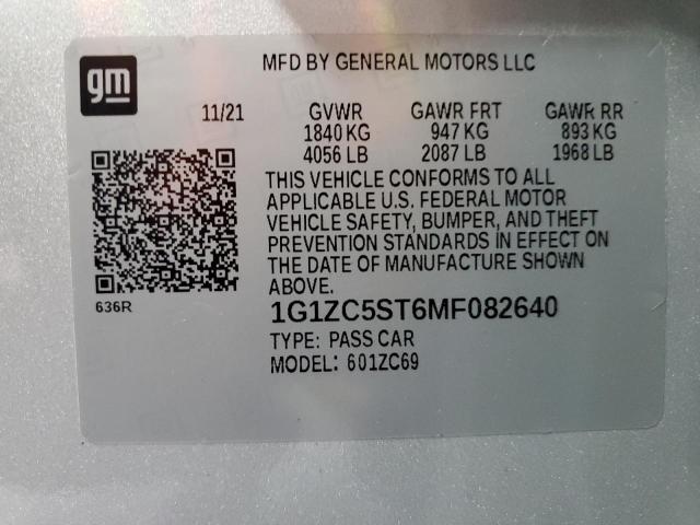 VIN 1G1ZC5ST6MF082640 2021 CHEVROLET MALIBU no.12