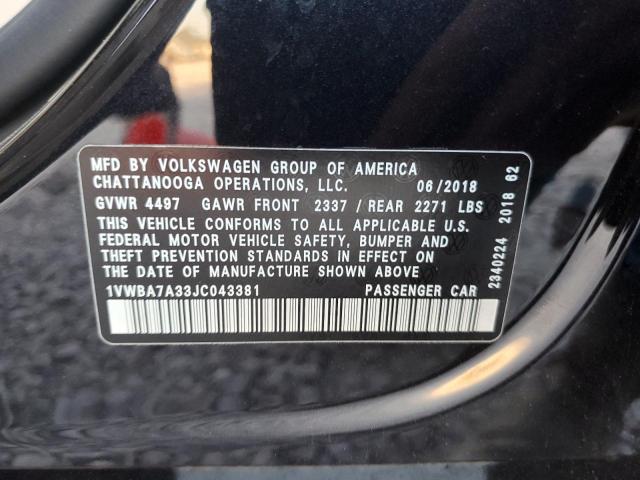 2018 VOLKSWAGEN PASSAT SE - 1VWBA7A33JC043381