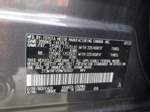 VIN 2T3W1RFV5MW165607 2021 Toyota RAV4, Xle no.13