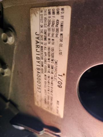 2009 YAMAHA FZ6 R JYARJ18Y19A000757