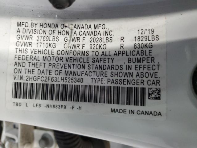 2020 HONDA CIVIC LX - 2HGFC2F63LH525340