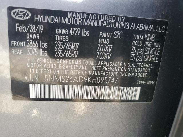 2019 HYUNDAI SANTA FE S - 5NMS23AD9KH095747