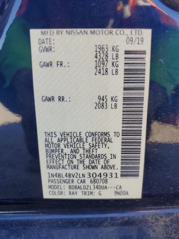 2020 NISSAN ALTIMA S - 1N4BL4BV2LN304931