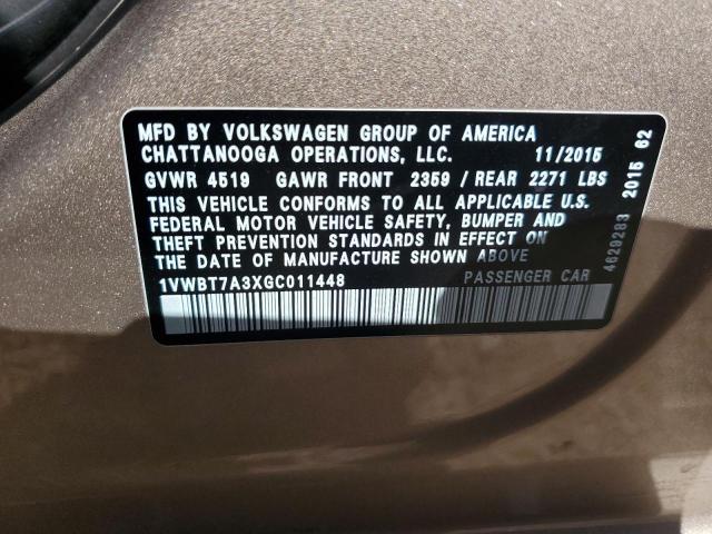 2016 VOLKSWAGEN PASSAT SE - 1VWBT7A3XGC011448