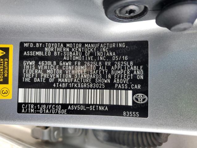 VIN 4T4BF1FKXGR583025 2016 Toyota Camry, LE no.12