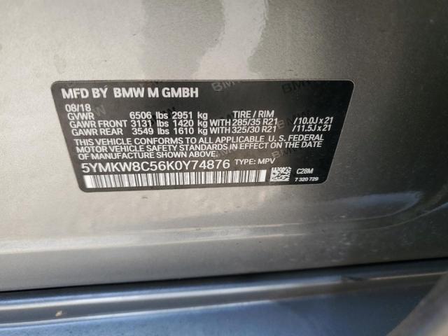 2019 BMW X6 M 5YMKW8C56K0Y74876