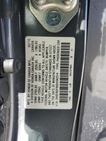 VIN 2HGFB2F99DH542514 2013 Honda Civic, Exl no.12