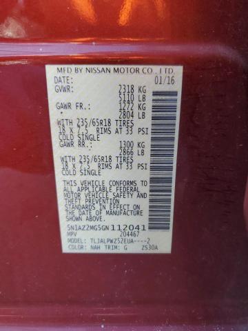 2016 NISSAN MURANO S - 5N1AZ2MG5GN112041