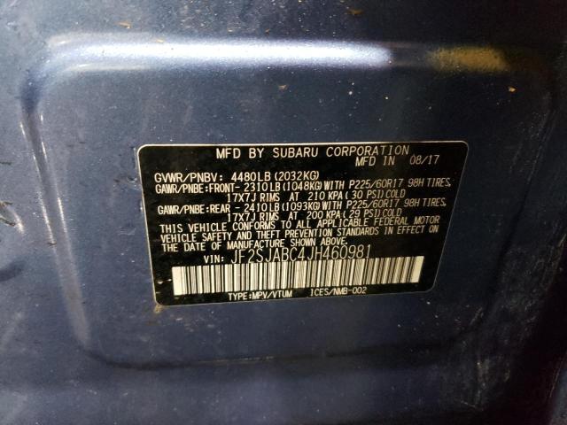 2018 SUBARU FORESTER 2 - JF2SJABC4JH460981