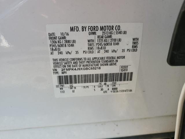 2016 FORD EDGE SEL - 2FMPK4J9XGBC65218