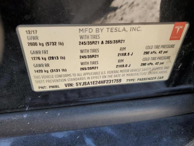 2017 TESLA MODEL S - 5YJSA1E24HF231759