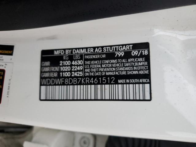 2019 MERCEDES-BENZ C 300 - WDDWF8DB7KR461512