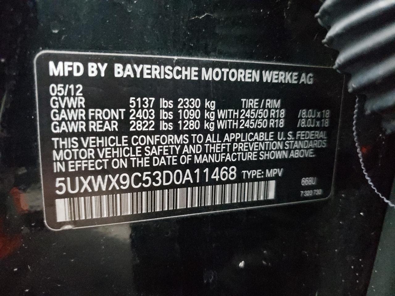 Lot #2907453981 2013 BMW X3 XDRIVE2