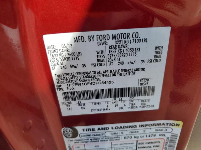 VIN 1FTFW1CF4DFC54425 2013 Ford F-150, Supercrew no.13