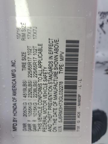 2016 HONDA CR-V EXL - 5J6RM3H73GL032278