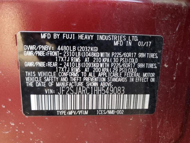 2017 SUBARU FORESTER JF2SJARC1HH549083