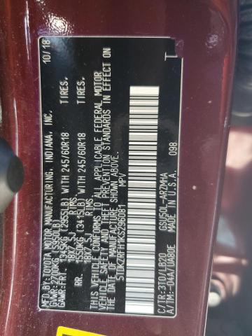 VIN 5TDKZRFH1KS296081 2019 Toyota Highlander, SE no.13