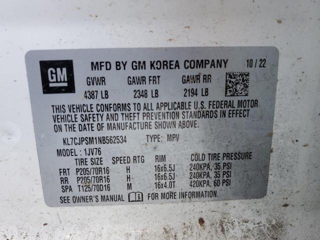 2022 CHEVROLET TRAX 1LT - KL7CJPSM1NB562534