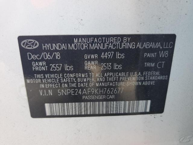 VIN 5NPE24AF9KH762677 2019 Hyundai Sonata, SE no.12