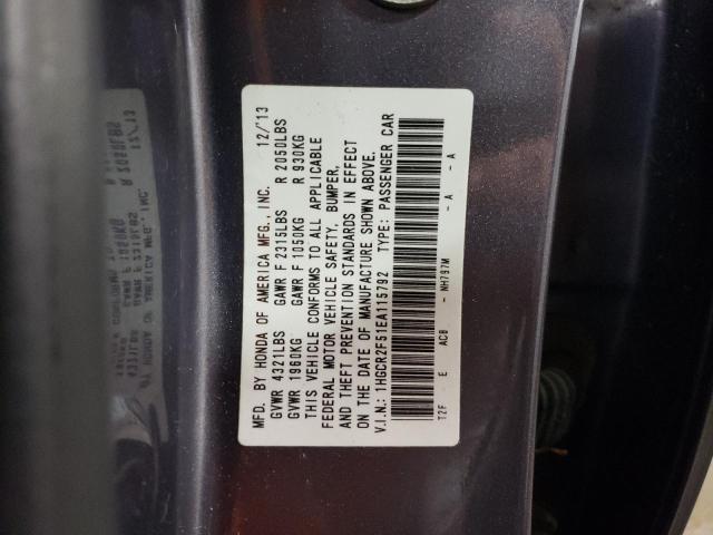 VIN 1HGCR2F51EA115792 2014 HONDA ACCORD no.12