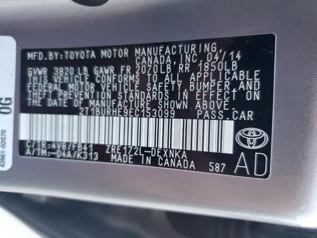 VIN 2T1BURHE9EC153099 2014 Toyota Corolla, L no.12