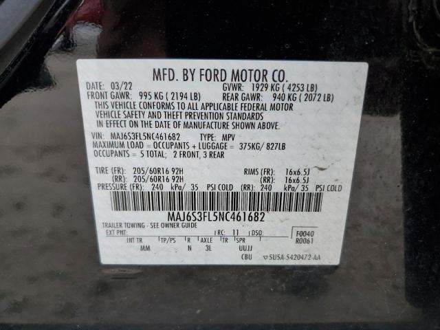 VIN MAJ6S3FL5NC461682 2022 Ford Ecosport, S no.14