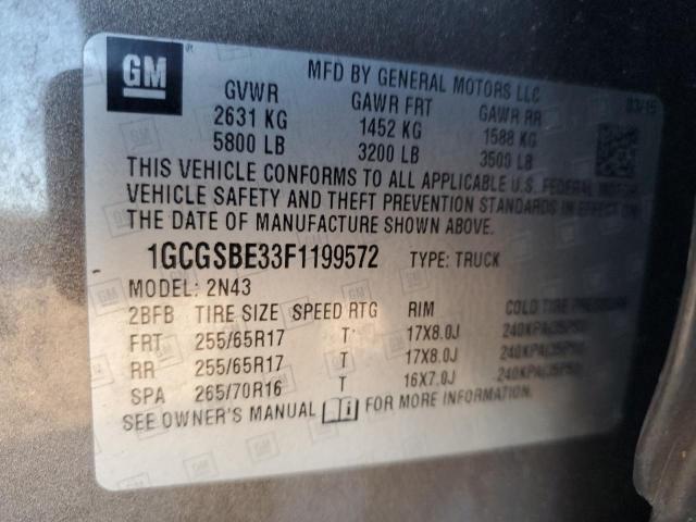 2015 CHEVROLET COLORADO L - 1GCGSBE33F1199572