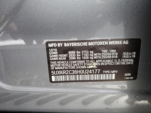 VIN 5UXKR2C36H0U24177 2017 BMW X5, Sdrive35I no.14