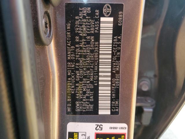 VIN 4T1G11AK4LU863636 2020 Toyota Camry, SE no.13