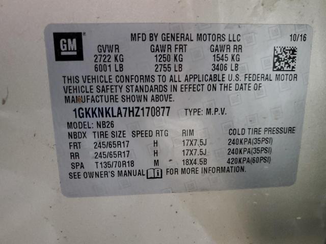 VIN 1GKKNKLA7HZ170877 2017 GMC Acadia, Sle no.13