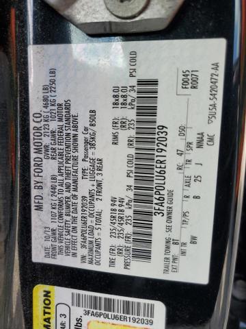 VIN 3FA6P0LU6ER192039 2014 Ford Fusion, Se Hybrid no.12