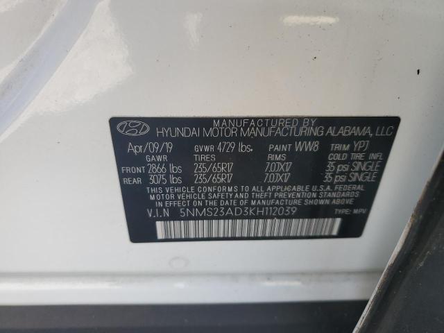 VIN 5NMS23AD3KH112039 2019 HYUNDAI SANTA FE no.14